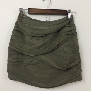 Aqua olive pleated detail mini skirt